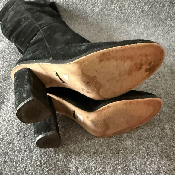 Gianni Bini Barrine Black Leather Knee High Block Heel Zip Boots Women's 6.5M - Picture 7 of 10